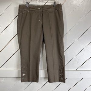 Tribella Sport Cotton Blend Capri Crop Pants Womens Size 12 Mocha Brown